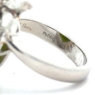 Estate Green Tourmaline and Diamond Platinum Ring — alternate view