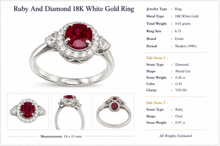 Estate Modern Ruby and Diamond 18K White Gold Ring — side view