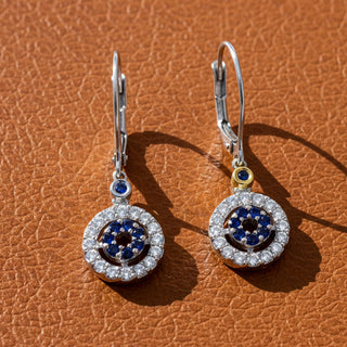 Estate Sapphire and Diamond 14K White and Yellow Gold Dangle Earrings