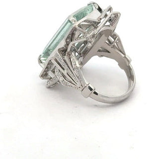 Estate Aquamarine and Diamond Platinum Ring — alternate view