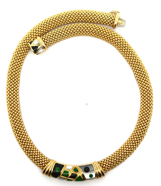 Asch Grossbardt Inlay Onyx, Mother of Pearl, Malachite 14k Yellow Gold Necklace — alternate view