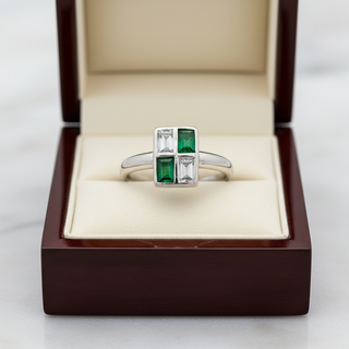 Estate Emerald and Diamond Ring 15273 — side view