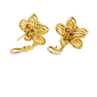 Italian Citrine, Sapphire Floral 18Kt Yellow Gold Earring — scale view