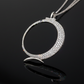 Estate Italian Designer Porrati Diamond and 18K White Gold Pendant — side view