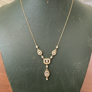 Estate Modern Art Deco Revival Diamond and 14Kt Yellow Gold Necklace — reverse view