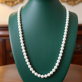 Estate Modern 6.50 x 7.00 mm Japanese Akoya Cultured Pearls 24" 14kt Yellow Gold Necklace