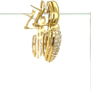 Estate 6.00 ctw Diamond Heart and 18K yellow Gold Earrings