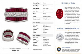 Estate Modern Fine Ruby and Diamond Platinum Ring — side view
