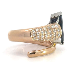 Estate No Heat 3.88 ct Sapphire & Diamond Platinum/18 K Yellow Gold Ring 15722 — detail view