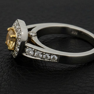 Estate Yellow and White Diamond 14K/18K Gold Ring — detail view