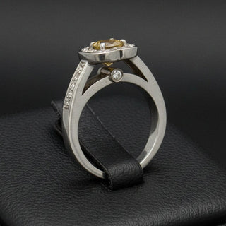 Estate Yellow and White Diamond 14K/18K Gold Ring — scale view
