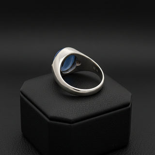Estate Natural Sri Lankan 12.50ct Blue Star Sapphire 14K White Gold Ring — side view