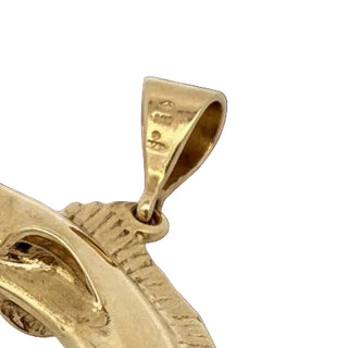 Estate "The Marlin" Diamond and 14Kt Yellow Gold Pendant — scale view