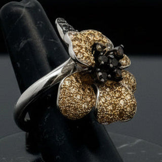 Estate Designer Natural Fancy Brown Diamond and Tsavorite, Yellow Sapphire 18K White Gold Ring. — reverse view