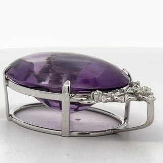 Estate Custom Made 58.41ct Amethyst and Diamond 18K White Gold Pendant — alternate view