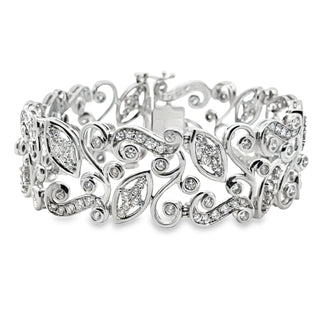 Estate Designer AV 7.45ctw Diamond 14Kt White Gold Bracelet — detail view