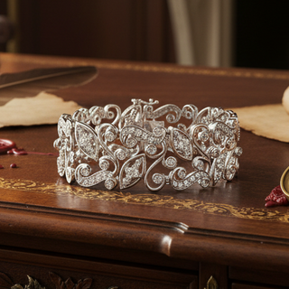 Estate Designer AV 7.45ctw Diamond 14Kt White Gold Bracelet