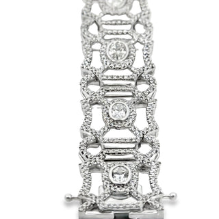Estate Designer AV 6.69ctw Diamond 14K White Gold Bracelet — reverse view