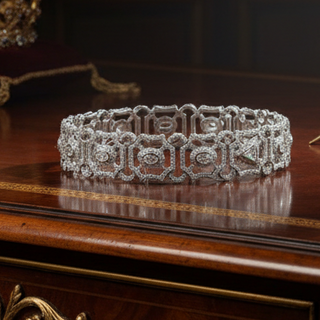 Estate Designer AV 6.69ctw Diamond 14K White Gold Bracelet