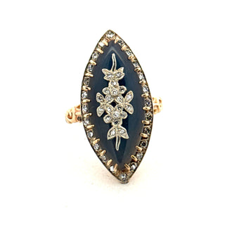 Estate Chalcedony & Diamond 14K Yellow & White Gold Ring — alternate view