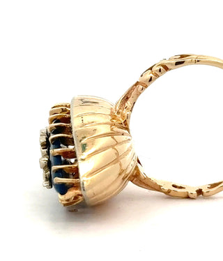 Estate Chalcedony & Diamond 14K Yellow & White Gold Ring — scale view