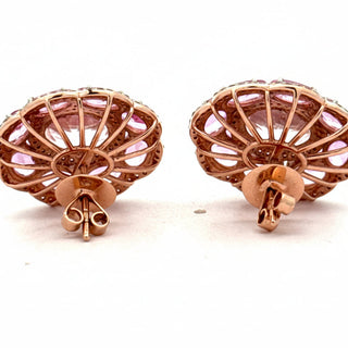 Estate Italian Designer Marchisio Pink Sapphire Diamond and Kunzite 14K Rose Gold Earrings — alternate view