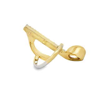 Estate Rock N' Roll Musical Note Natural Fancy Yellow and White 14K Ring — reverse view
