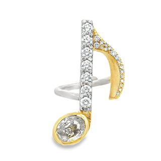 Estate Rock N' Roll Musical Note Natural Fancy Yellow and White 14K Ring — alternate view