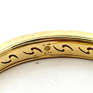 Asch Grossbardt Inlay Mother of Pearl 14Kt Yellow Gold Bangle — reverse view