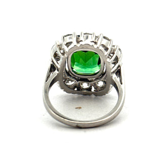 Estate Fine Tourmaline and Diamond Platinum Ring — scale view