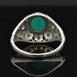 Estate Emerald and Diamond Platinum Ring — detail view