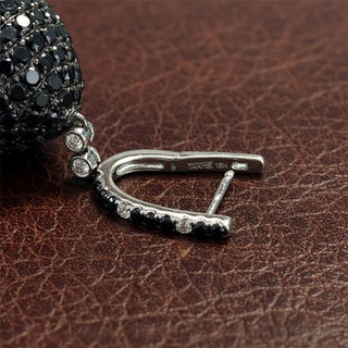 Estate Designer Atkins 23.35ctw White and Black Diamond 18kt White Gold Dangle Earring — scale view