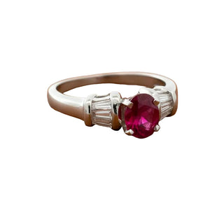 Estate Modern Ruby and Diamond Platinum Ring — reverse view