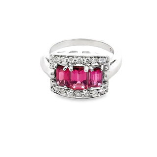 Estate Modern Tourmaline and Diamond 14Kt White Gold RIng — reverse view
