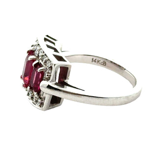 Estate Modern Tourmaline and Diamond 14Kt White Gold RIng — scale view