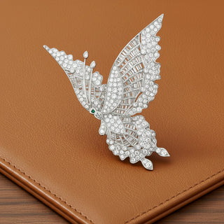 Estate Modern 7.75ctw Diamond Articulating Butterfly 18k White Gold — side view
