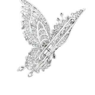 Estate Modern 7.75ctw Diamond Articulating Butterfly 18k White Gold — scale view