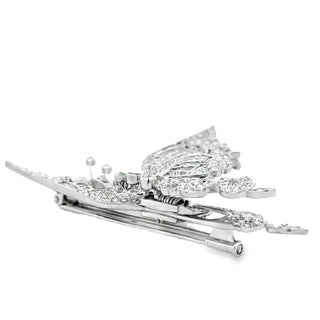 Estate Modern 7.75ctw Diamond Articulating Butterfly 18k White Gold — detail view