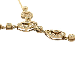 Estate Modern Art Deco Revival Diamond and 14Kt Yellow Gold Necklace — side view