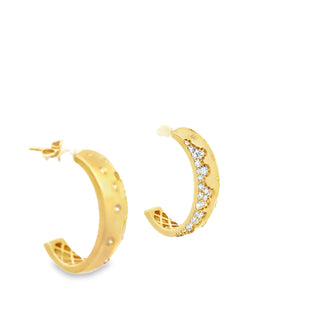Estate Modern .80 ctw Diamond & 14Kt Yellow Gold Hoop Earrings — reverse view