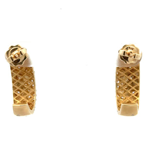 Estate Modern .80 ctw Diamond & 14Kt Yellow Gold Hoop Earrings — scale view
