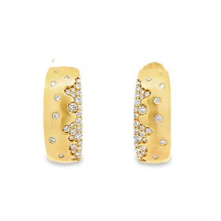 Estate Modern .80 ctw Diamond & 14Kt Yellow Gold Hoop Earrings — side view