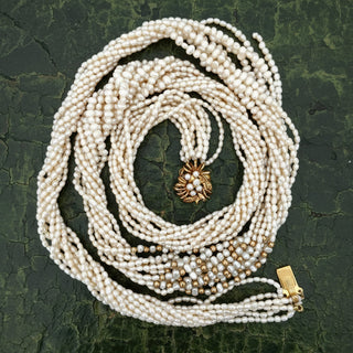 Estate Modern Multi Strand Cultured & Freshwater Pearls 14kt Yellow Gold Necklace