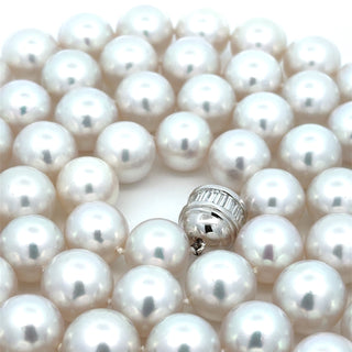 Estate Modern 1990's Fine 12.00-12.50mm South Sea Pearl and 5.00ctw Diamond 36" Necklace — alternate view