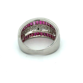 Estate Modern Fine Ruby and Diamond Platinum Ring — alternate view
