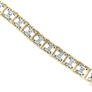 Estate Modern Diamond 18Kt White & Yellow Gold Buckle Bracelet — scale view