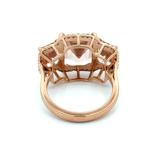Estate Modern 7.52ctw Morganite and Diamond 18kt Rose Gold Ring — scale view