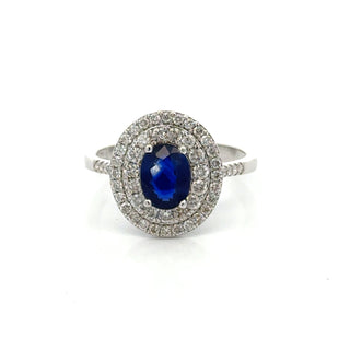 Estate Modern Fine Sapphire and Diamond 14Kt White Gold Ring — alternate view