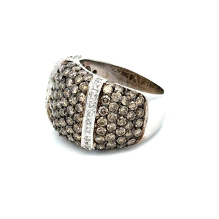 Estate Modern 3.00ctw Cognac & White Diamond 14kt White Gold Ring — scale view