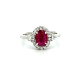 Estate Modern Ruby and Diamond 18K White Gold Ring — reverse view